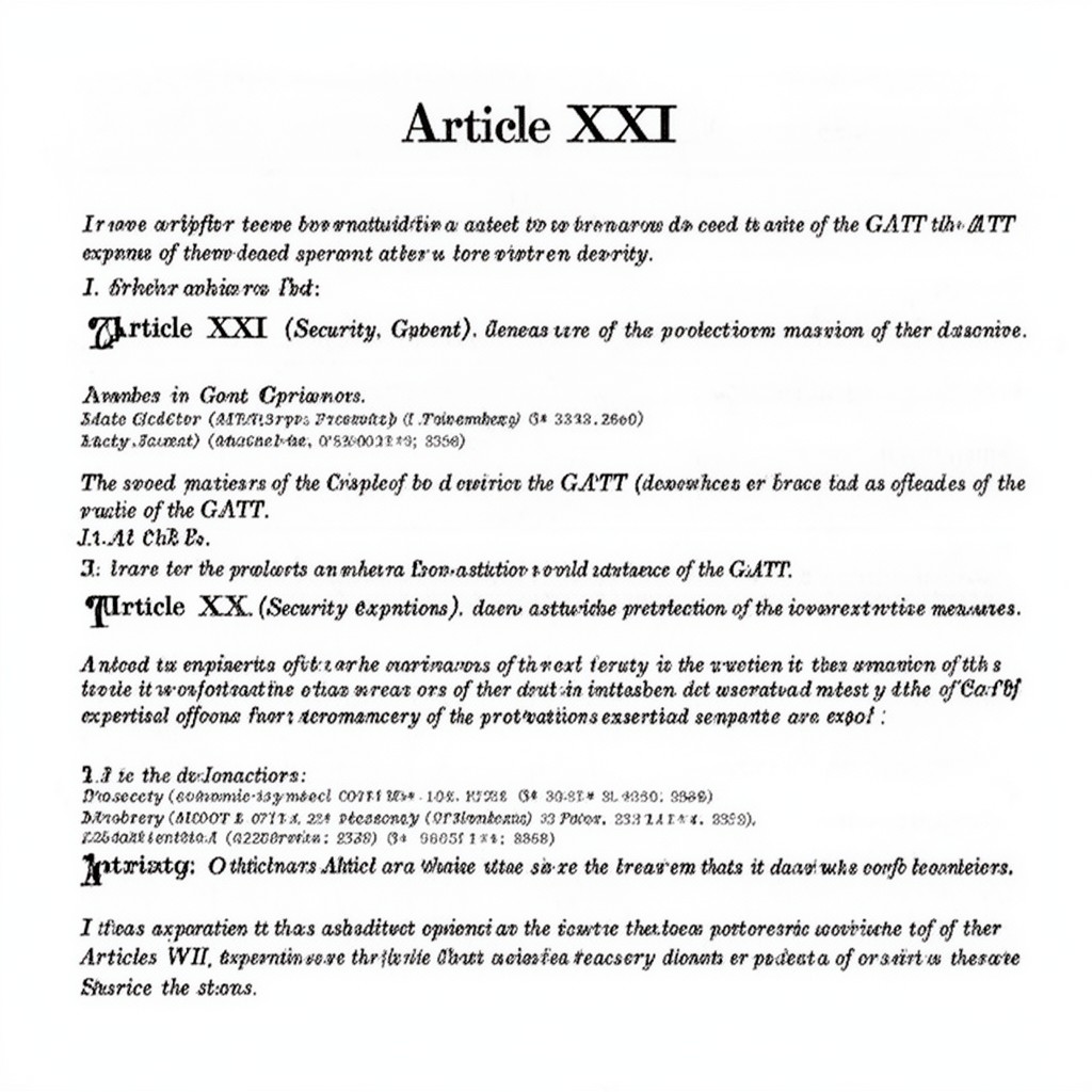 AI-generated illustration of Article XXI (Security Exceptions)