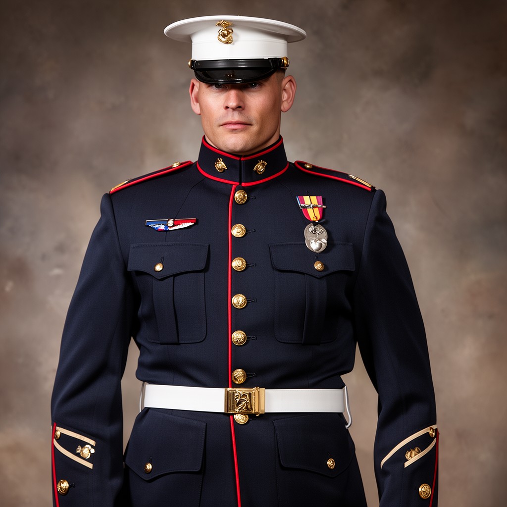 AI-generated illustration of Marine Corps dress uniforms