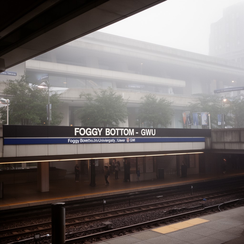 AI-generated illustration of Foggy Bottom–GWU station