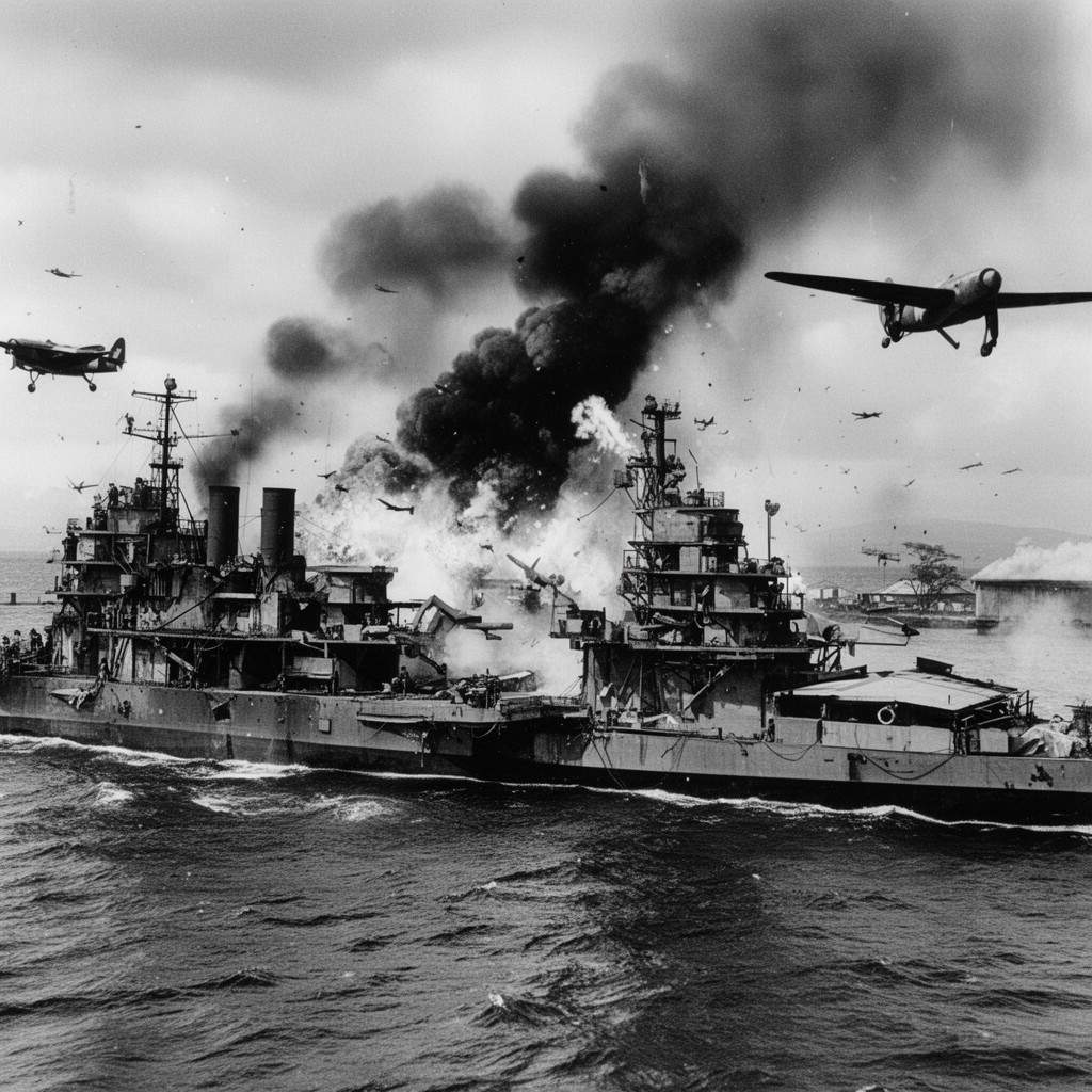 AI-generated illustration of attack on Pearl Harbor
