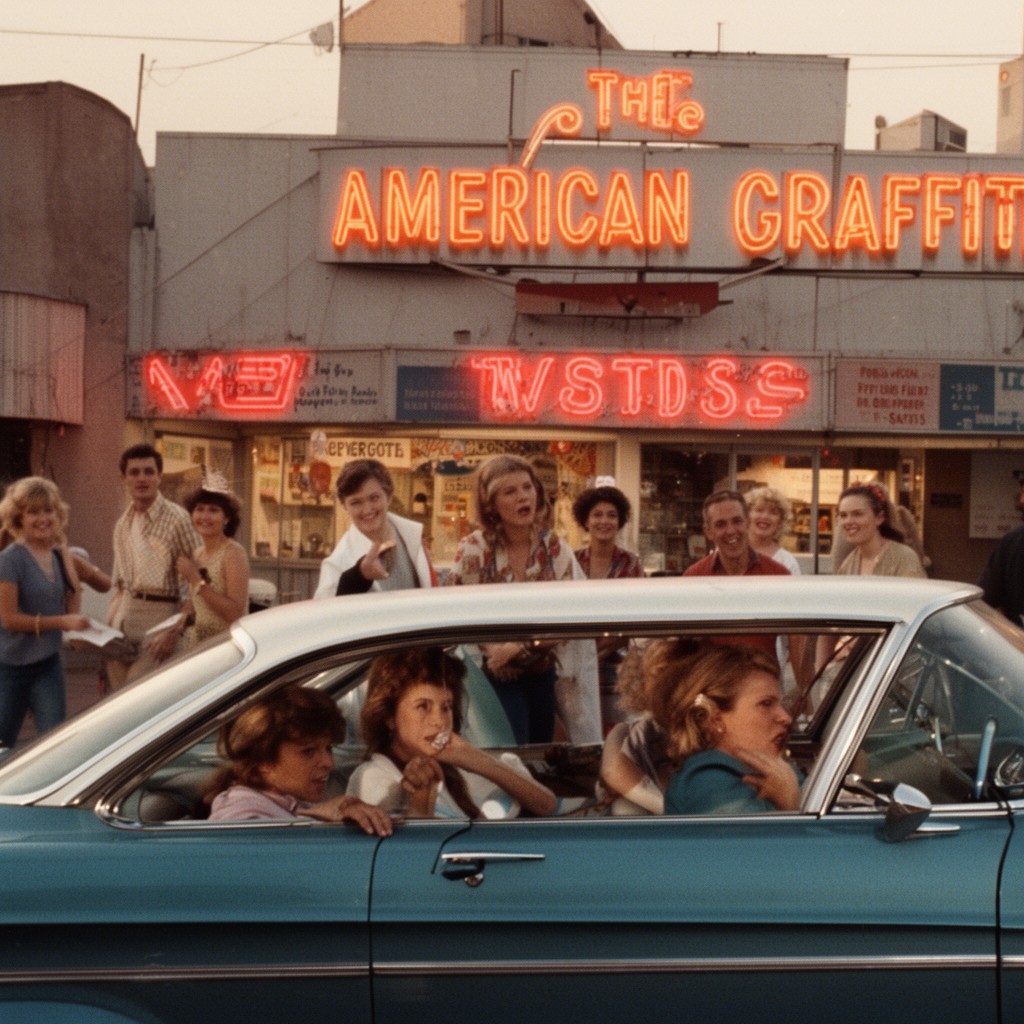 AI-generated illustration of American Graffiti