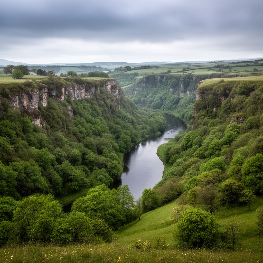 AI-generated illustration of Wye Valley Area of Outstanding Natural Beauty