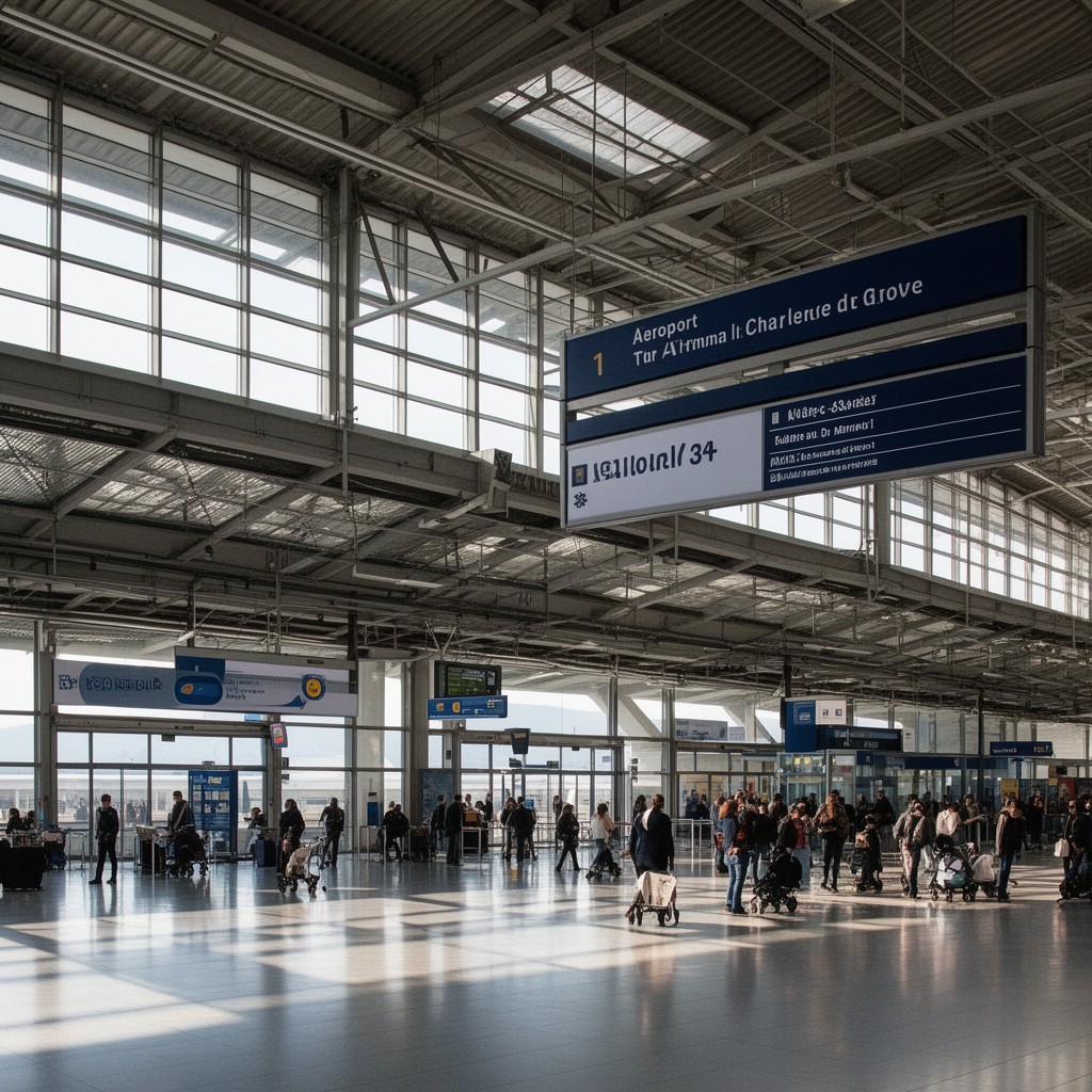 AI-generated illustration of Aéroport Charles de Gaulle 1 station