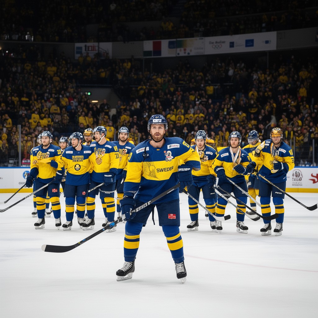 AI-generated illustration of Sweden men's national ice hockey team