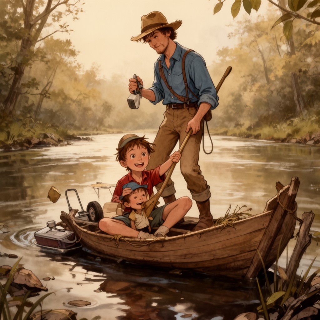 AI-generated illustration of Huckleberry Finn