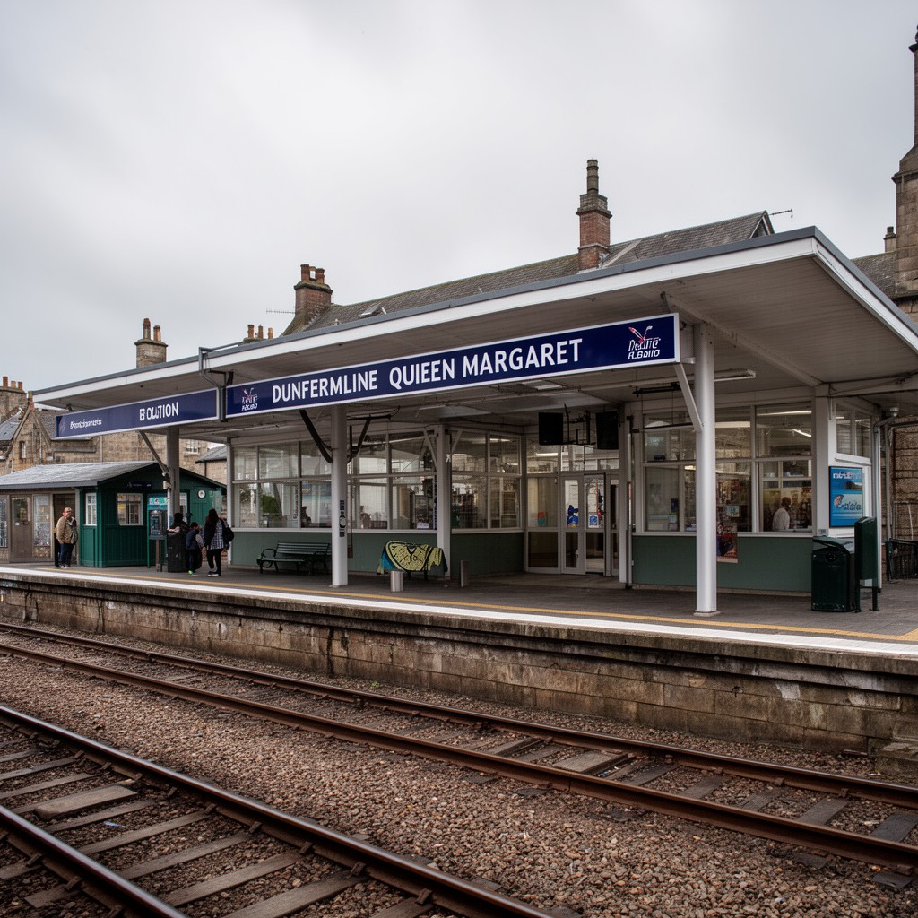 AI-generated illustration of Dunfermline Queen Margaret railway station