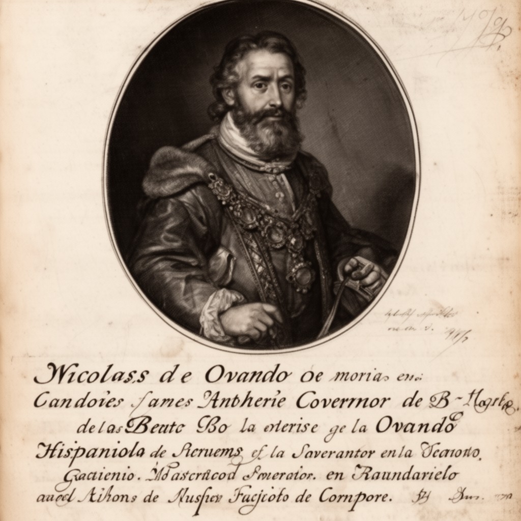 AI-generated illustration of Nicolás de Ovando (as colonial authority in the region)