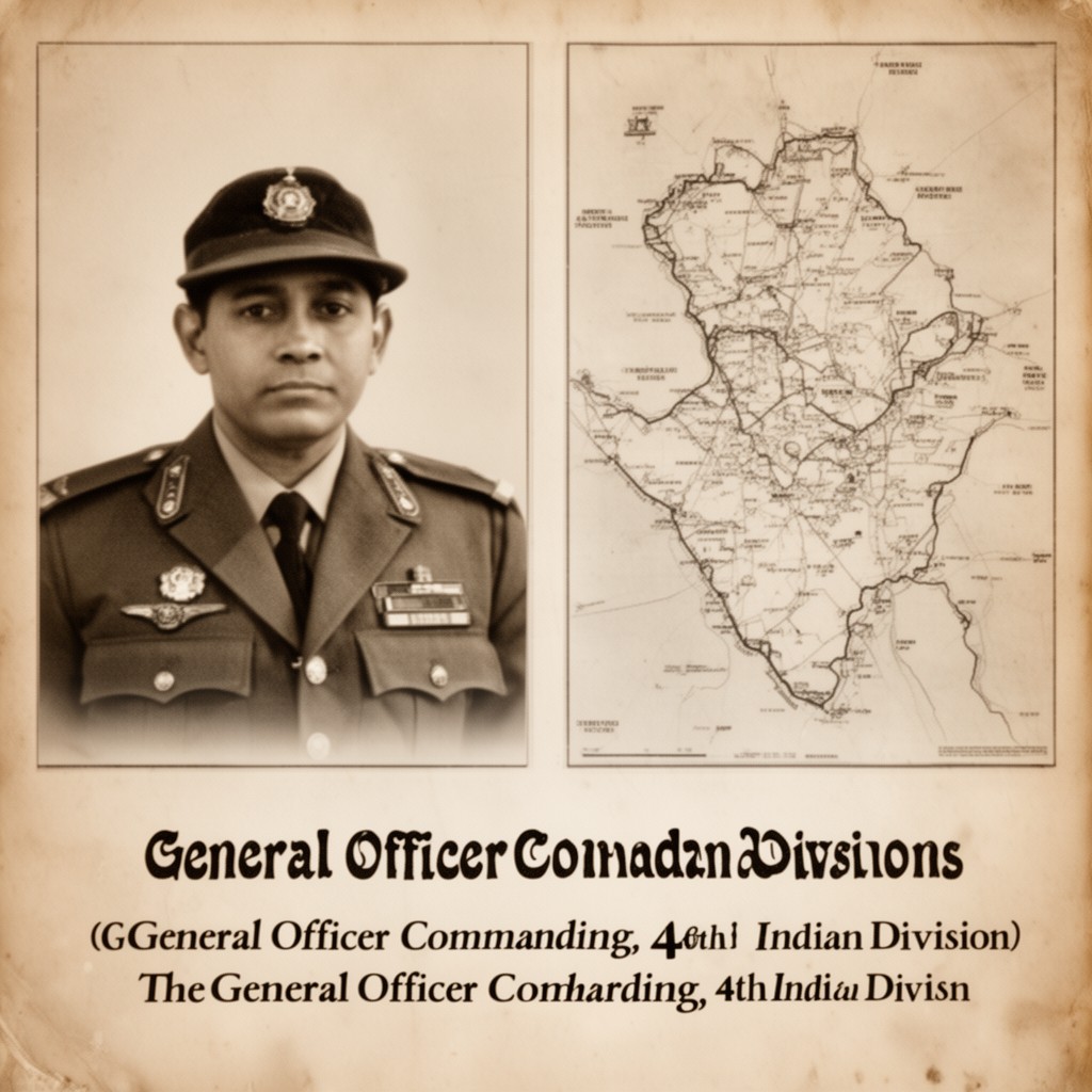 AI-generated illustration of General Officer Commanding, 4th Indian Division