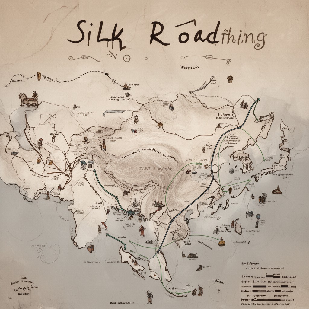 AI-generated illustration of Silk Road routes