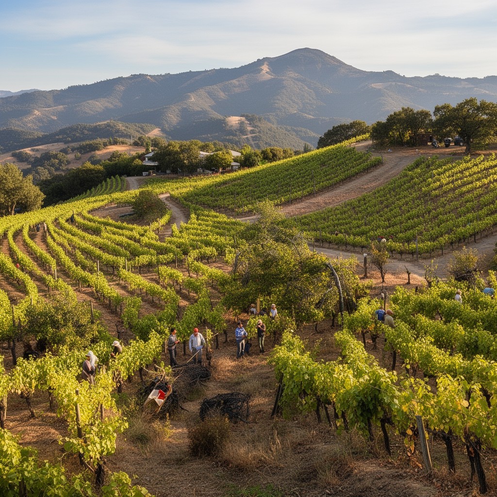 AI-generated illustration of Mount Veeder AVA
