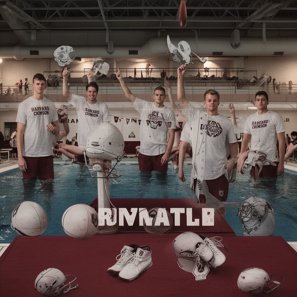 AI-generated illustration of Harvard Crimson men’s swimming and diving