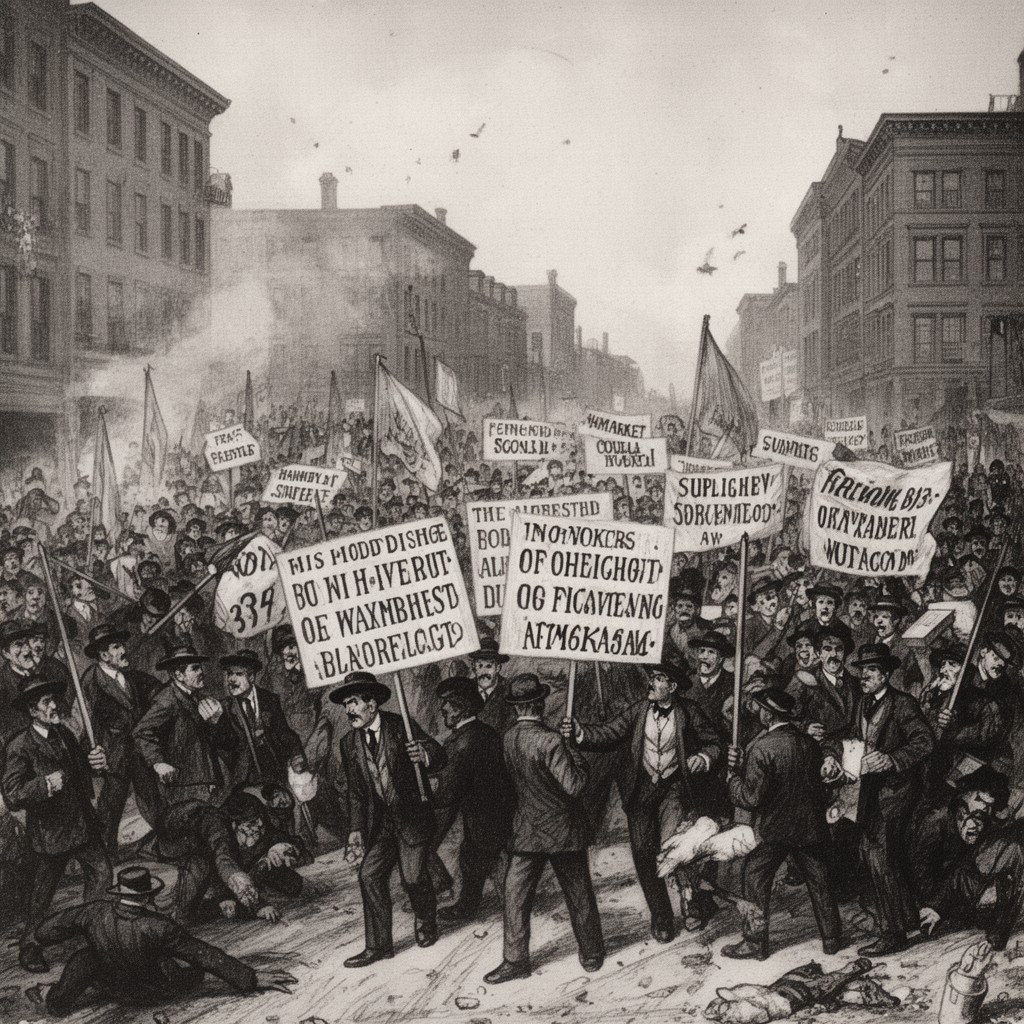 AI-generated illustration of Haymarket affair