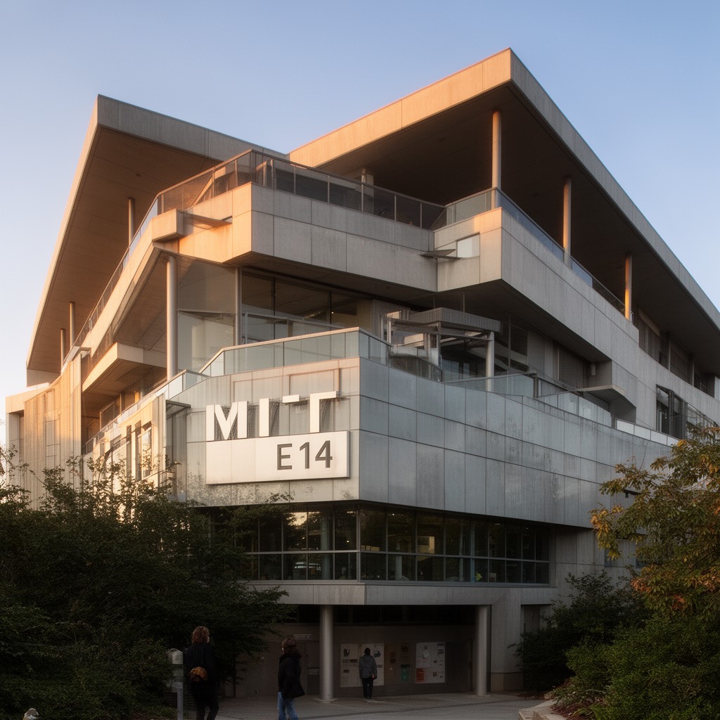AI-generated illustration of MIT Building E14