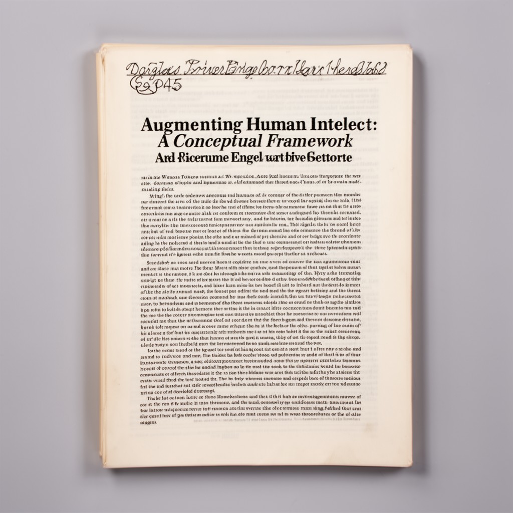 AI-generated illustration of Douglas Engelbart’s 1962 report "Augmenting Human Intellect: A Conceptual Framework"