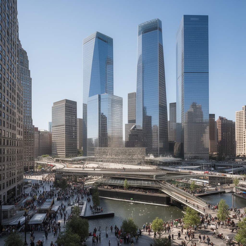 AI-generated illustration of World Trade Center (reconstructed complex)