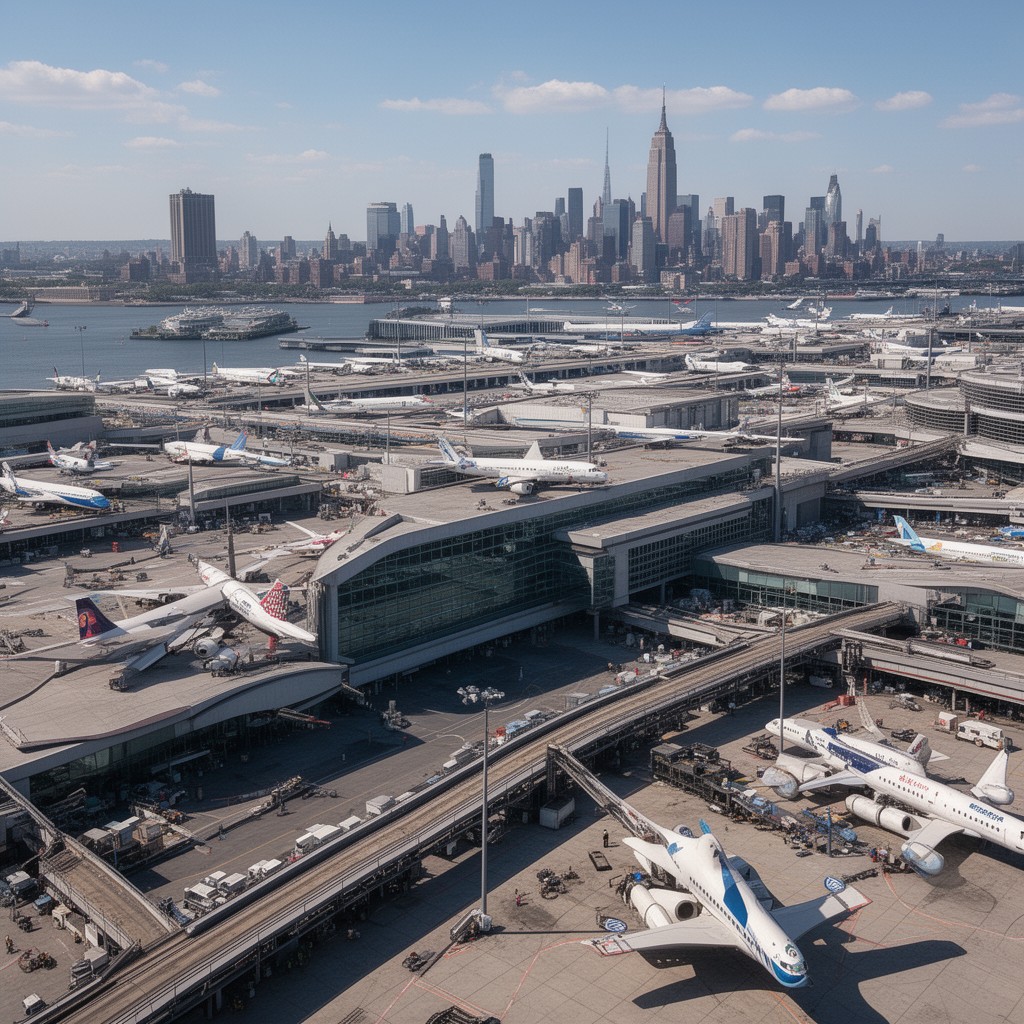 AI-generated illustration of New York City airport system
