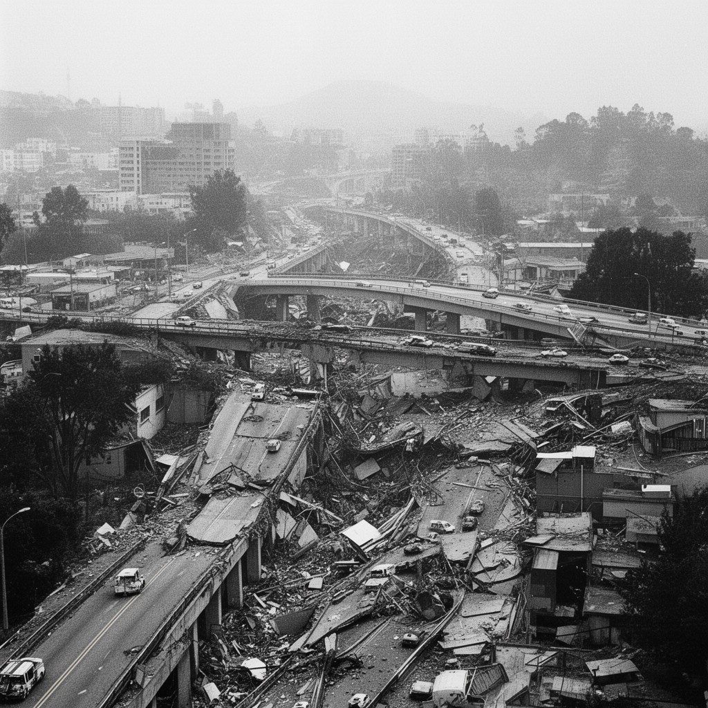 AI-generated illustration of 1989 Loma Prieta earthquake