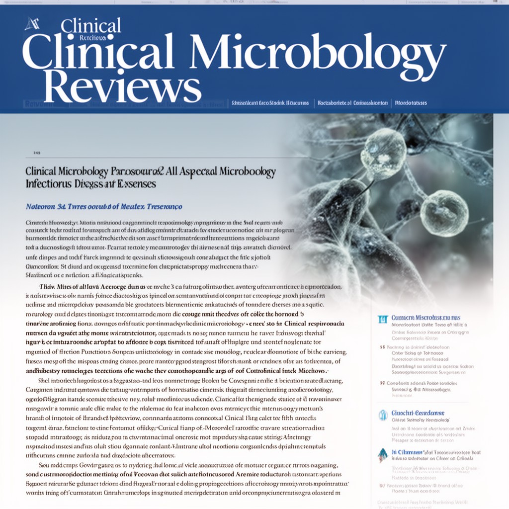 AI-generated illustration of Clinical Microbiology Reviews