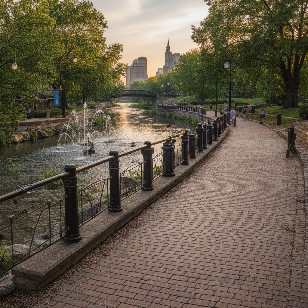 AI-generated illustration of Naperville Riverwalk