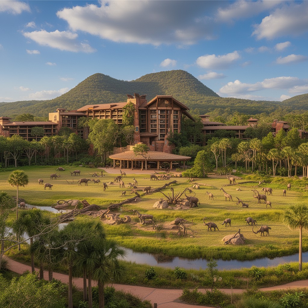 AI-generated illustration of Disney's Animal Kingdom Lodge
