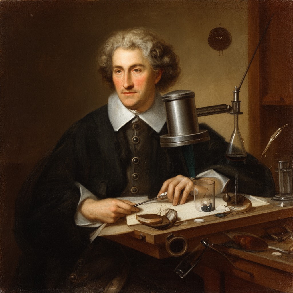 AI-generated illustration of Antonie van Leeuwenhoek