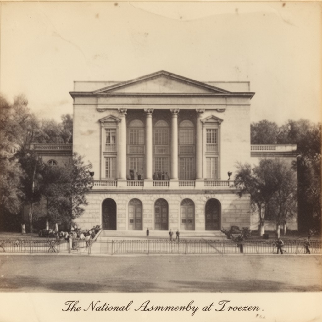 AI-generated illustration of National Assembly at Troezen