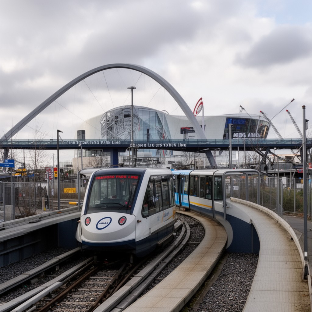AI-generated illustration of Trafford Park Line
