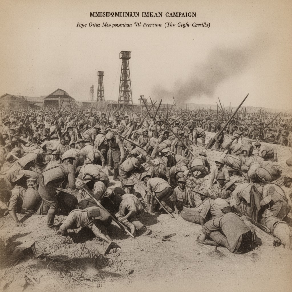 AI-generated illustration of Mesopotamian campaign (World War I)