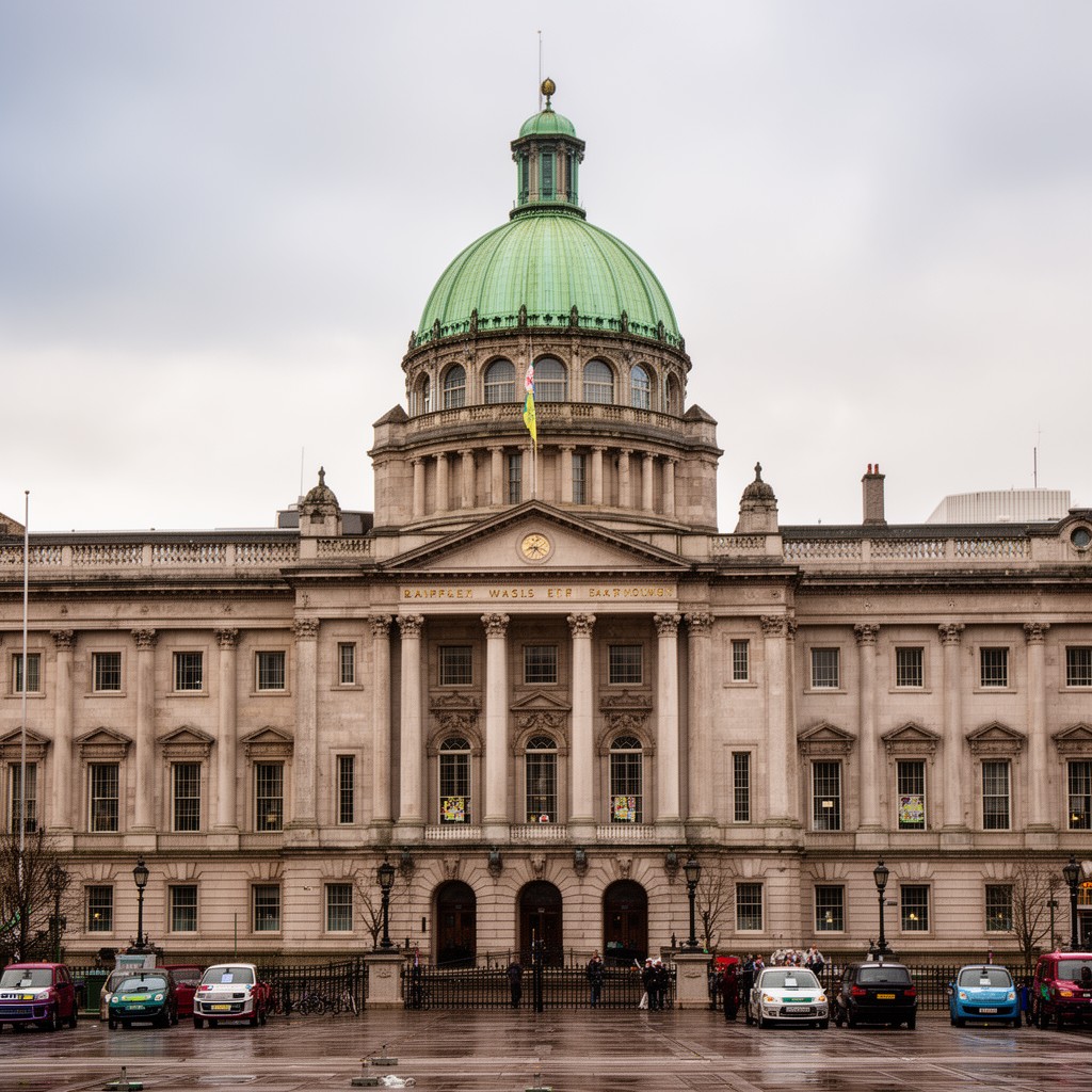 AI-generated illustration of Belfast City Hall