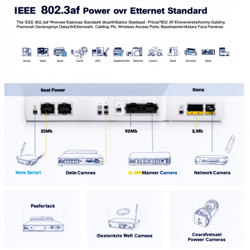 AI-generated illustration of IEEE 802.3af Power over Ethernet standard