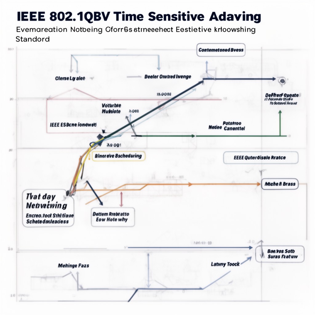 AI-generated illustration of IEEE 802.1Qbv time‑sensitive networking standard