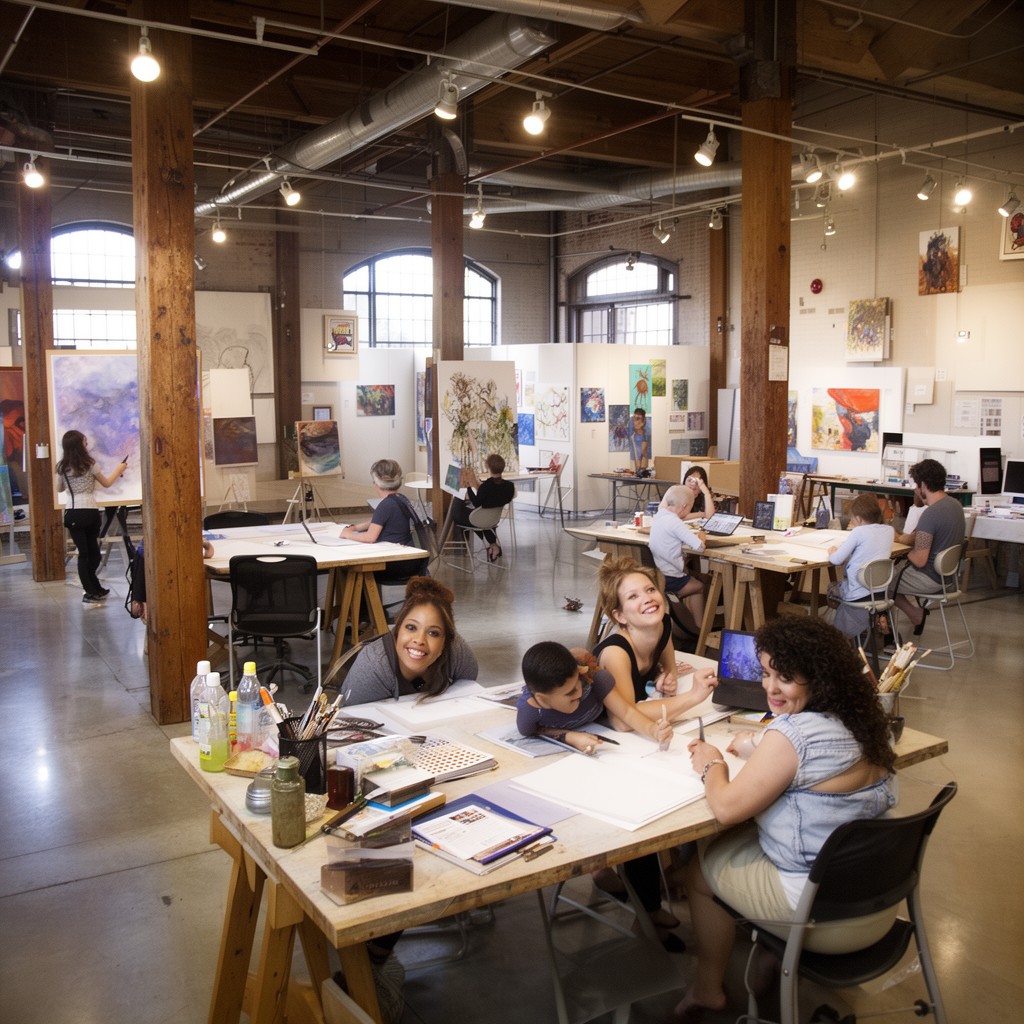 AI-generated illustration of Torpedo Factory Art Center