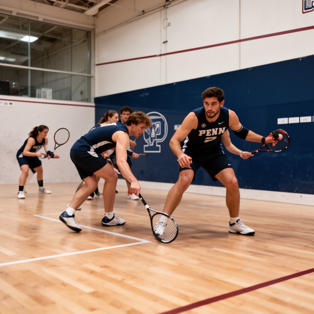 AI-generated illustration of Penn Quakers squash