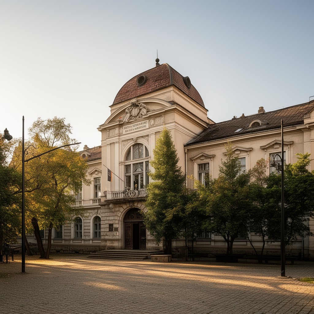 AI-generated illustration of Royal Serbian Grammar School in Šabac