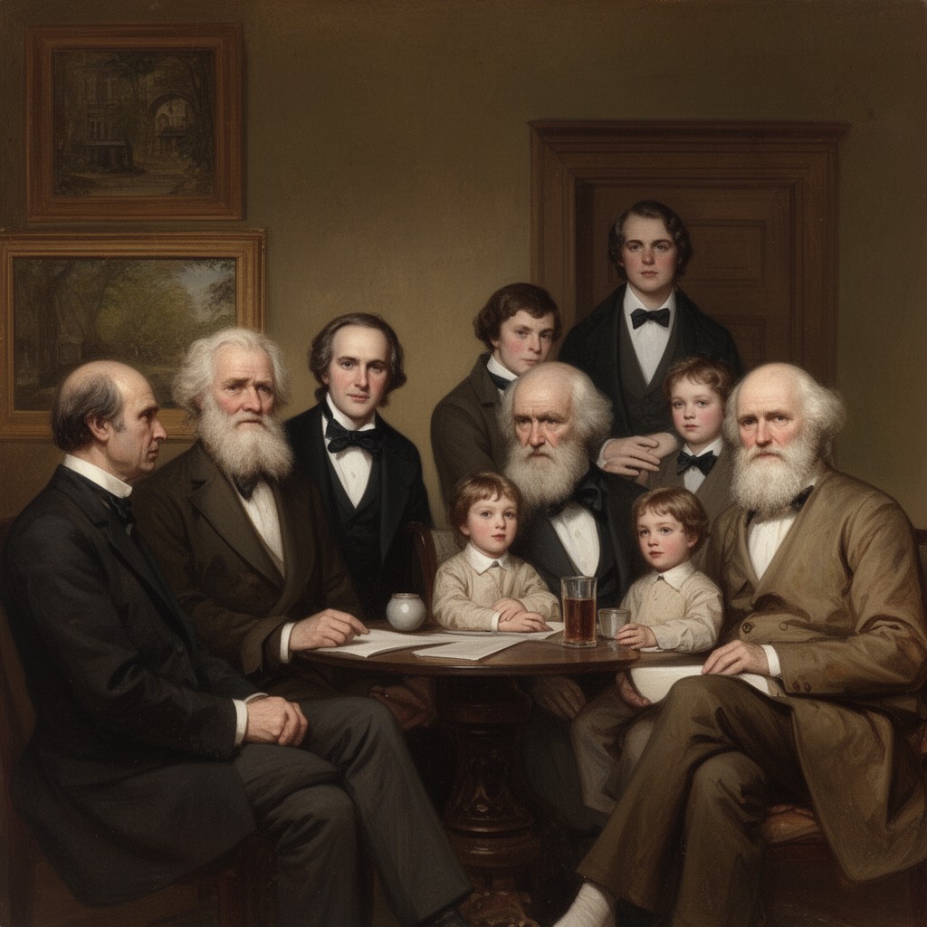 AI-generated illustration of Darwin family