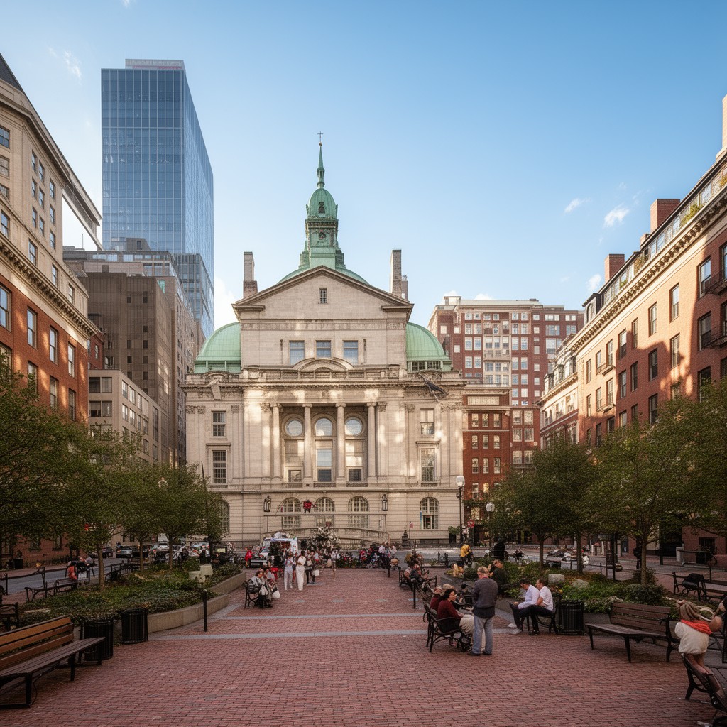 AI-generated illustration of Pemberton Square, Boston