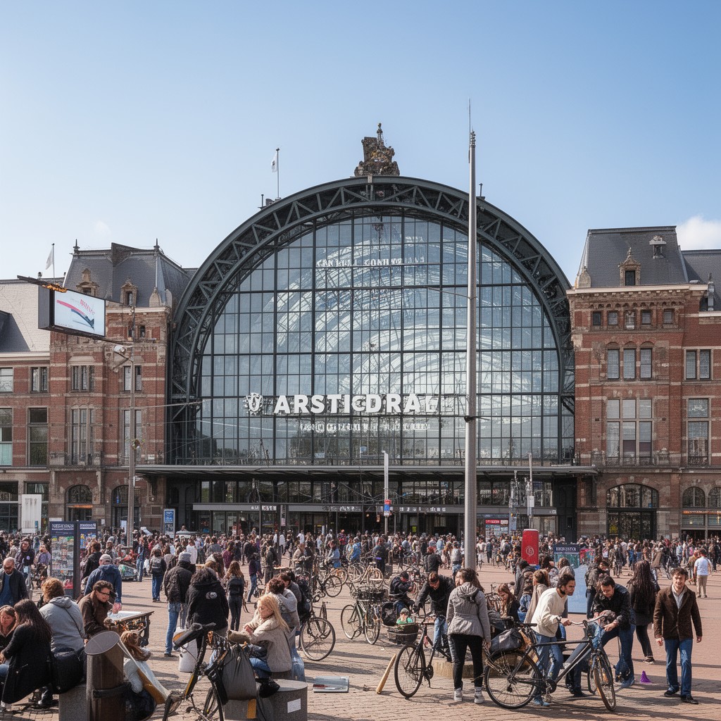 AI-generated illustration of Amsterdam Centraal