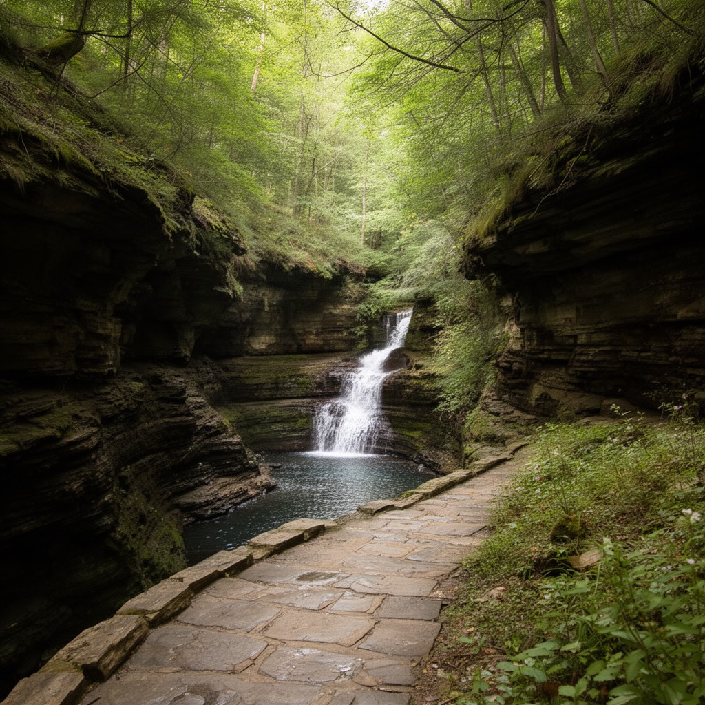 AI-generated illustration of Cascadilla Gorge