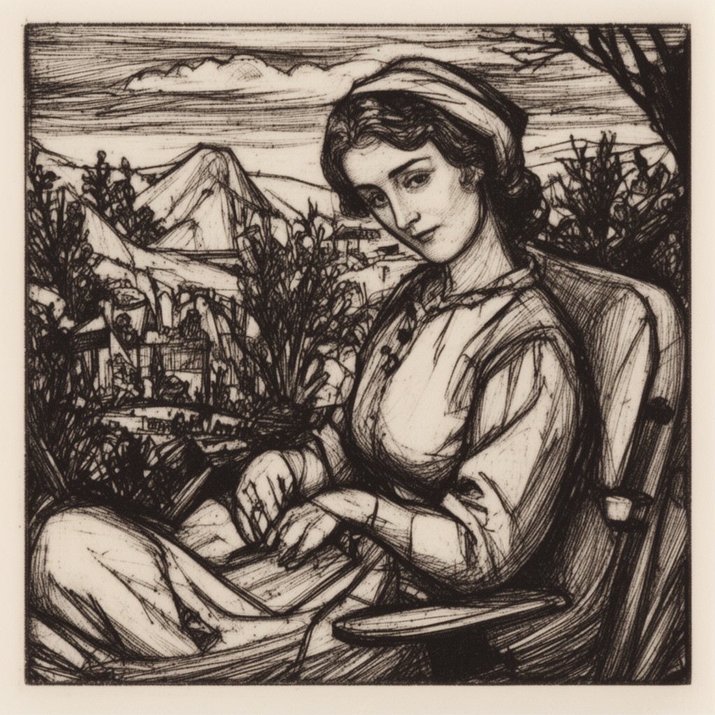AI-generated illustration of Gwen Raverat