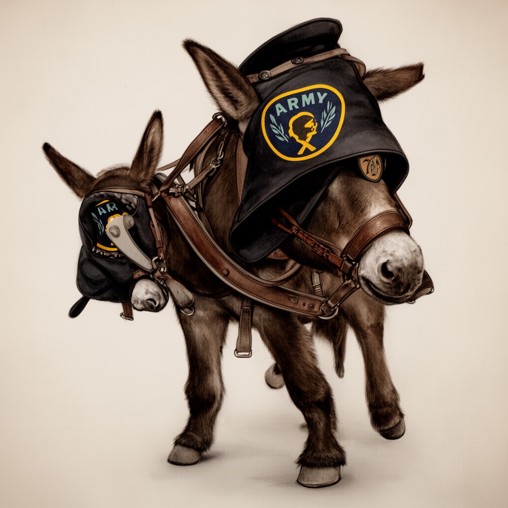 AI-generated illustration of Army Mule