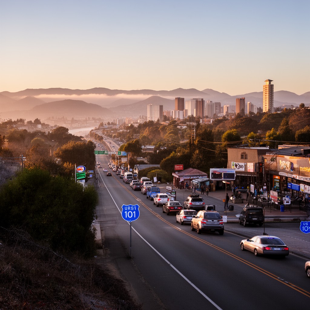 AI-generated illustration of U.S. Route 101 (nearby)