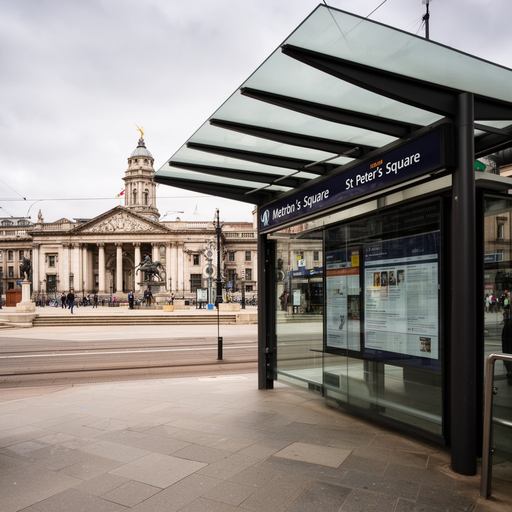 AI-generated illustration of St Peter’s Square tram stop