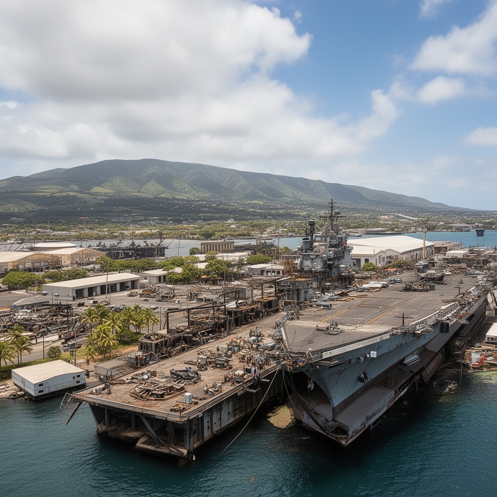 AI-generated illustration of Pearl Harbor Naval Shipyard