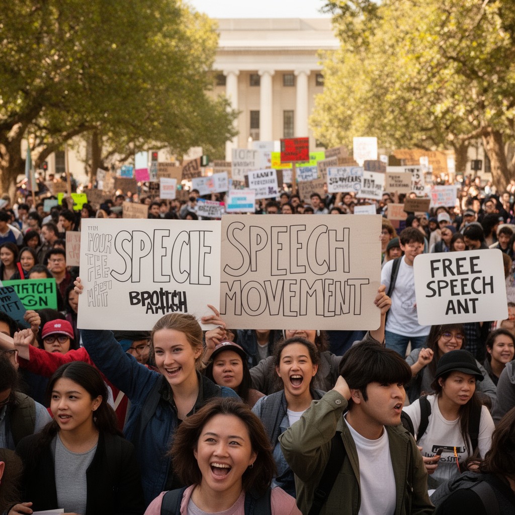 AI-generated illustration of Free Speech Movement