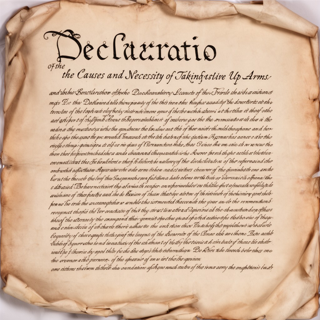 AI-generated illustration of Declaration of the Causes and Necessity of Taking Up Arms
