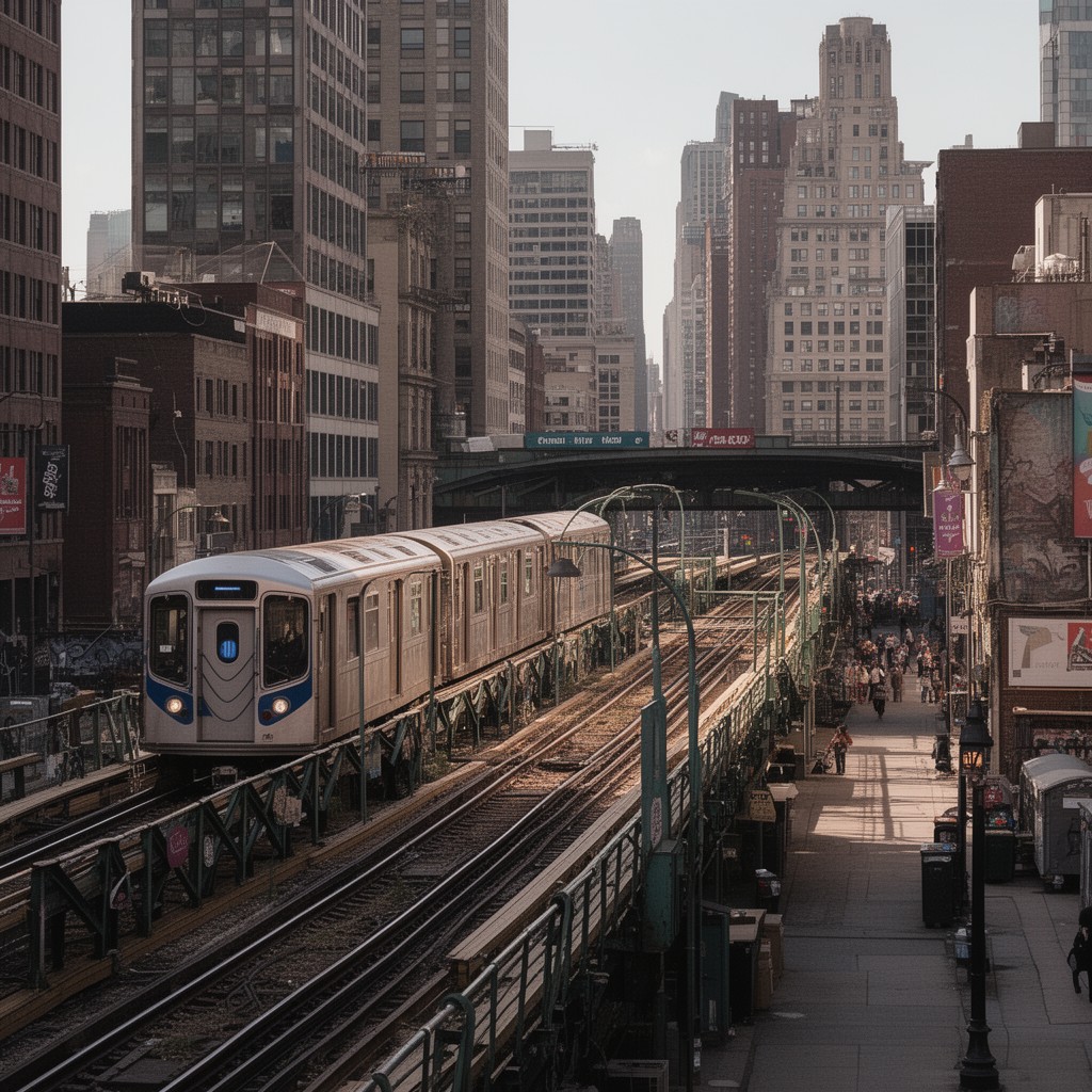 AI-generated illustration of Chicago "L"