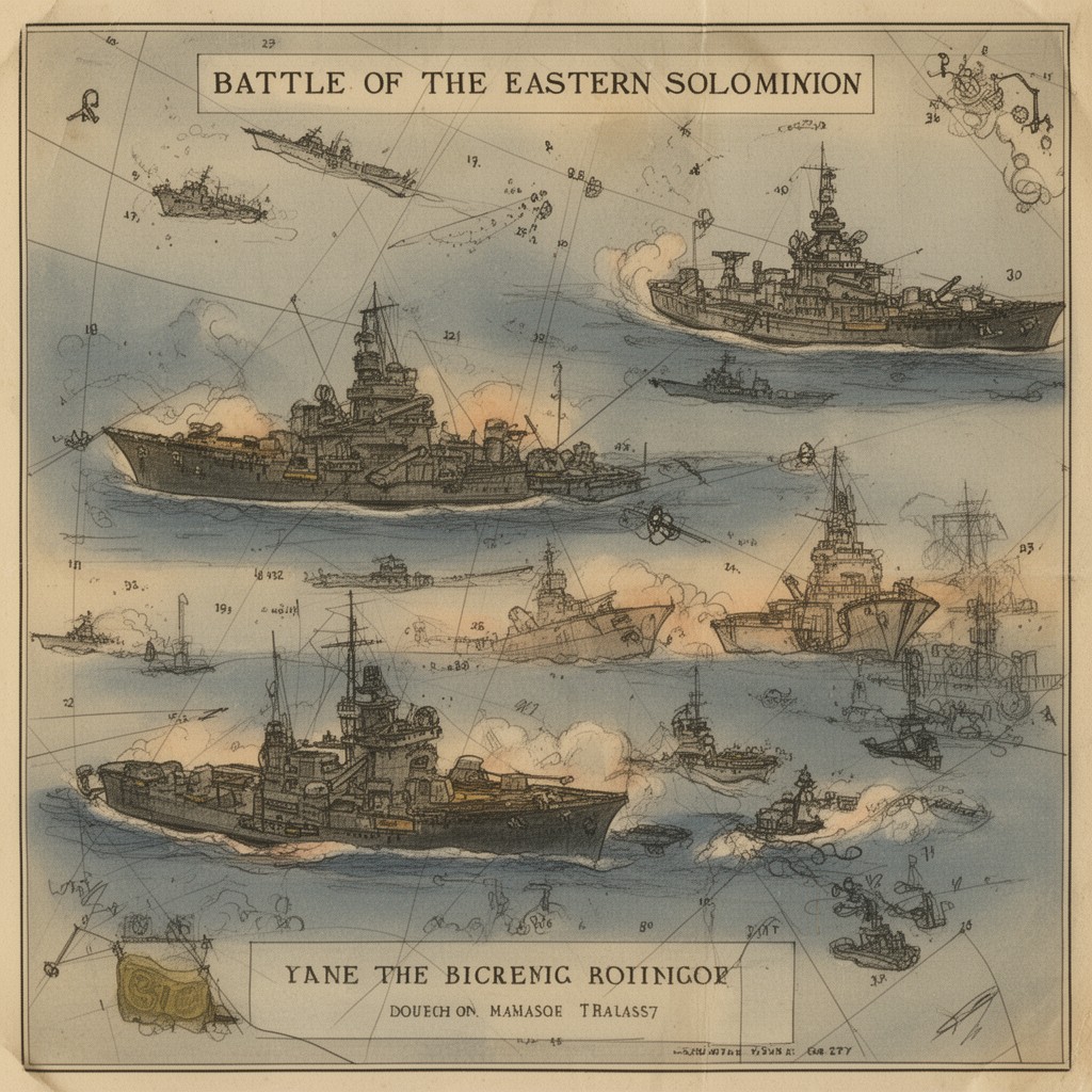 AI-generated illustration of Battle of the Eastern Solomons