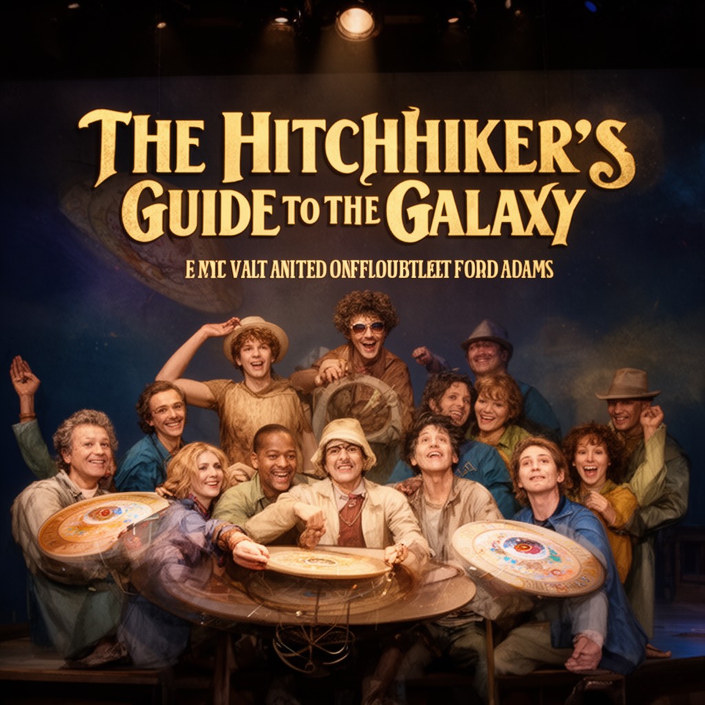 AI-generated illustration of The Hitchhiker's Guide to the Galaxy (stage show)