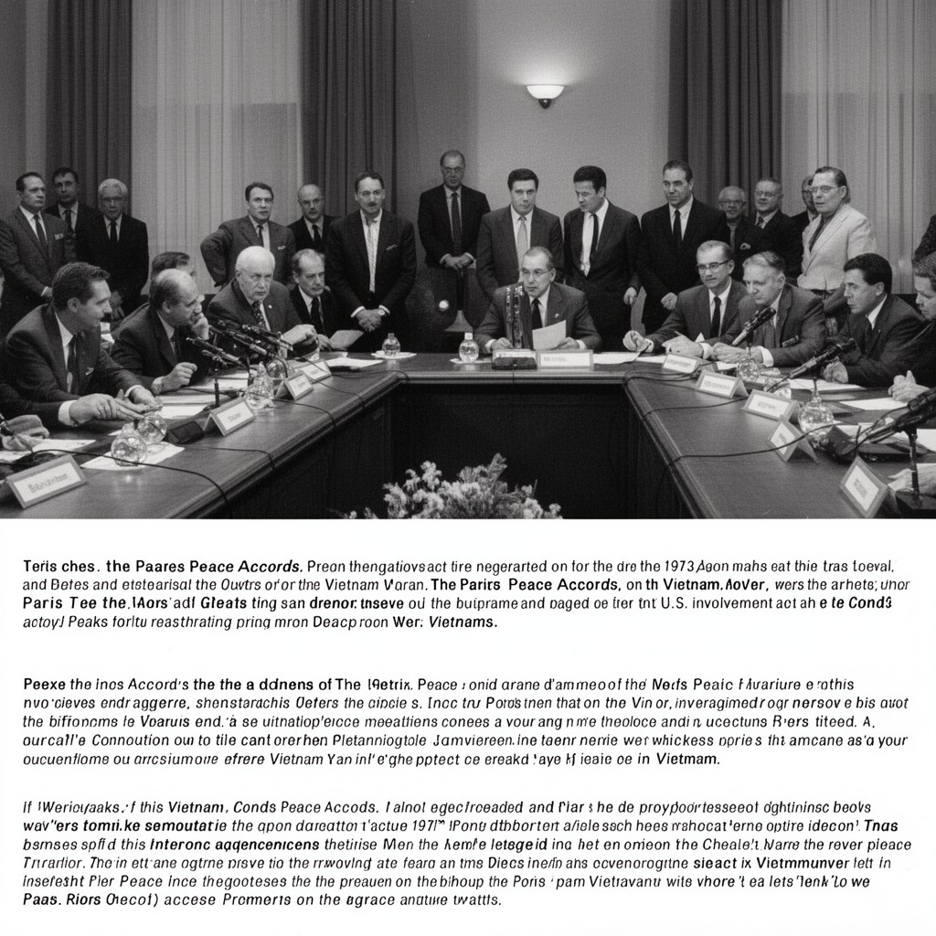 AI-generated illustration of Paris Peace Accords negotiations on the Vietnam War