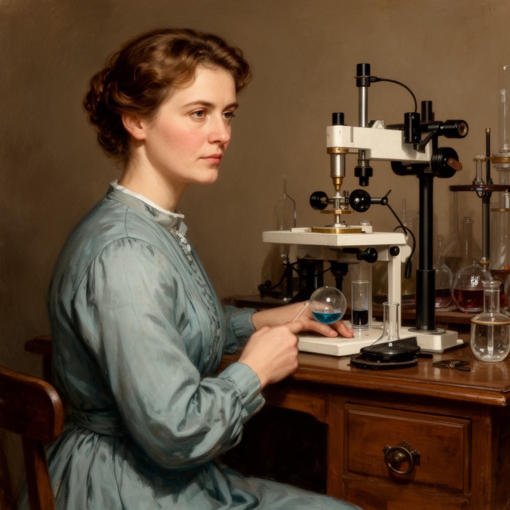 AI-generated illustration of Marie Curie